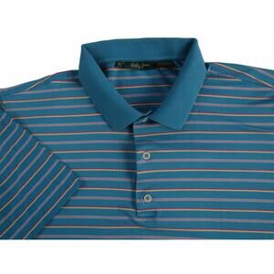 Bobby Jones Men's Soft Cotton Blue Striped Golf Polo Shirt - Size XL